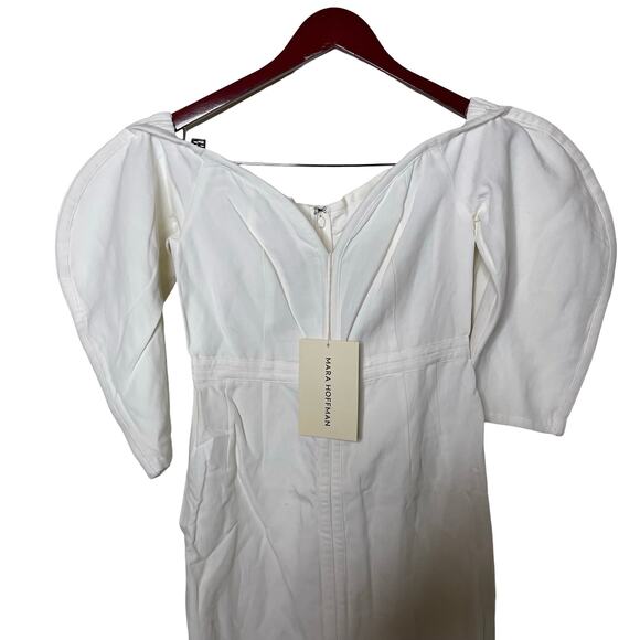 NWT Mara Hoffman Leonara off-the-shoulder Lyocell linen-blend midi dress sz 0 - Picture 6 of 11